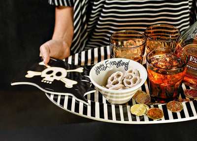 Serving Snacks with Pirate Flag Attachment on Big Oval Serving Platter