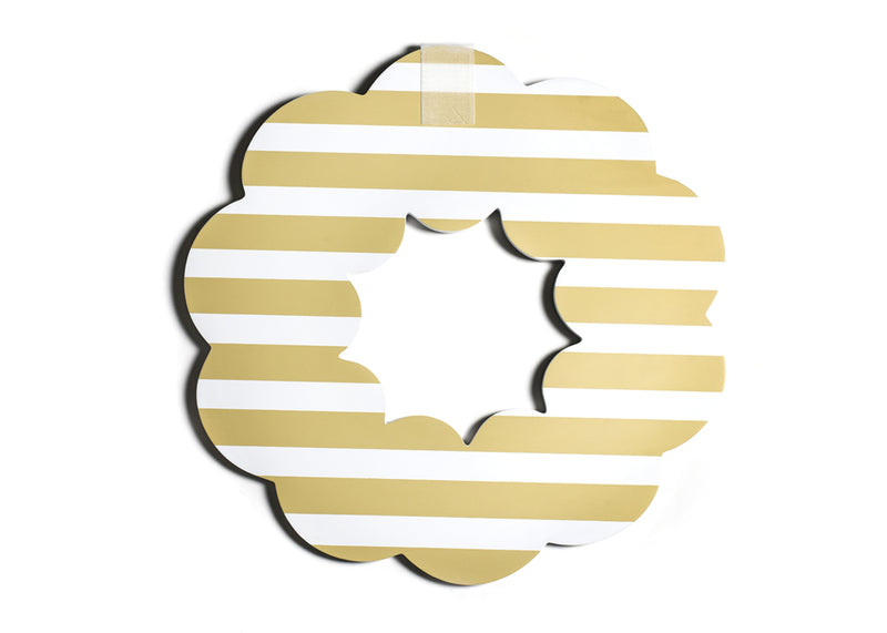 Neutral Stripe Wooden Wreath with Hook-and-Loop Attachment