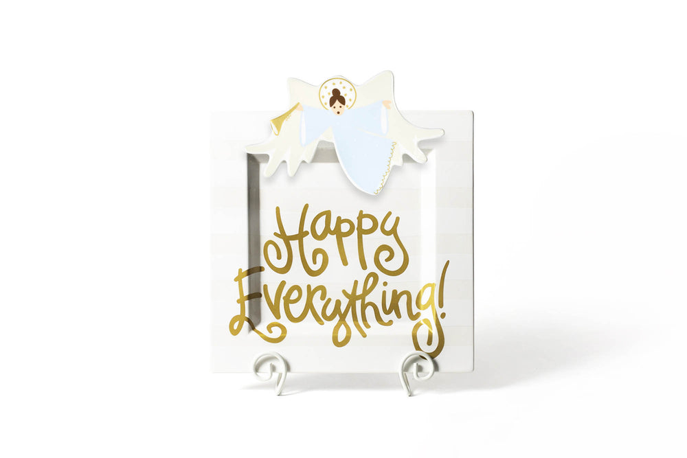 Angel Big Attachment on White Stripe Big Happy Everything! Square Platter