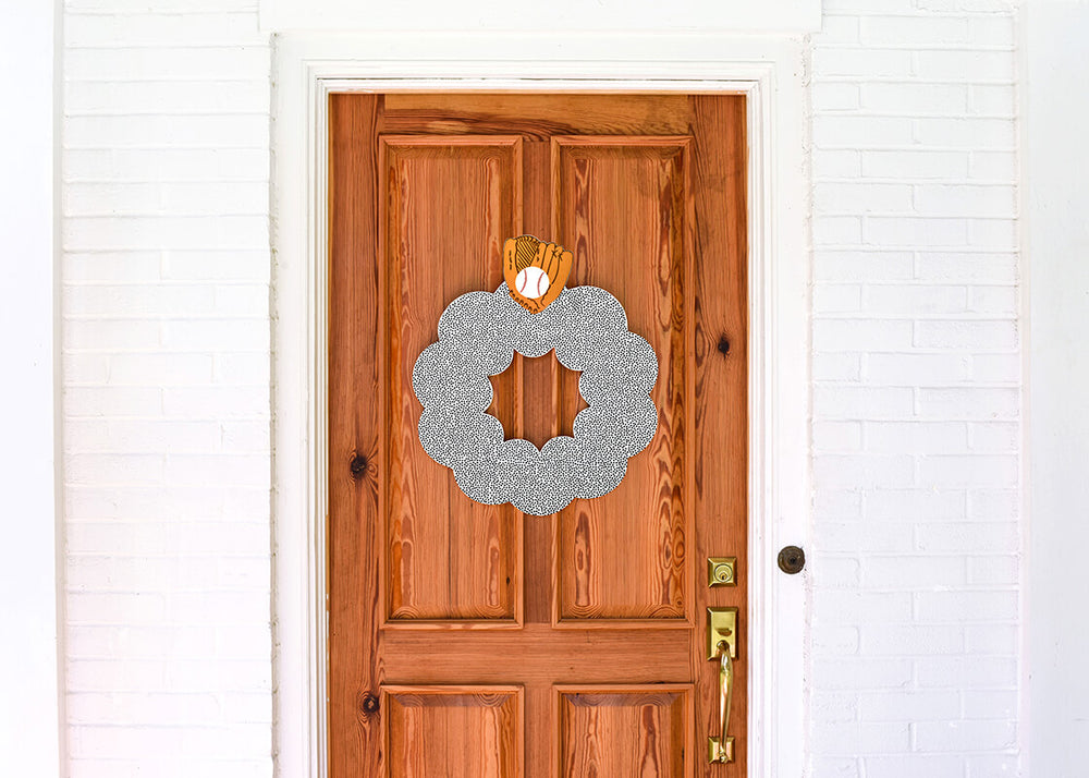 Personalization Available on Baseball Glove Big Attachment on Big Wooden Wreath