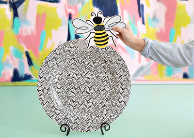 Black Small Dot Big Round Platter with Bee Big Attachment