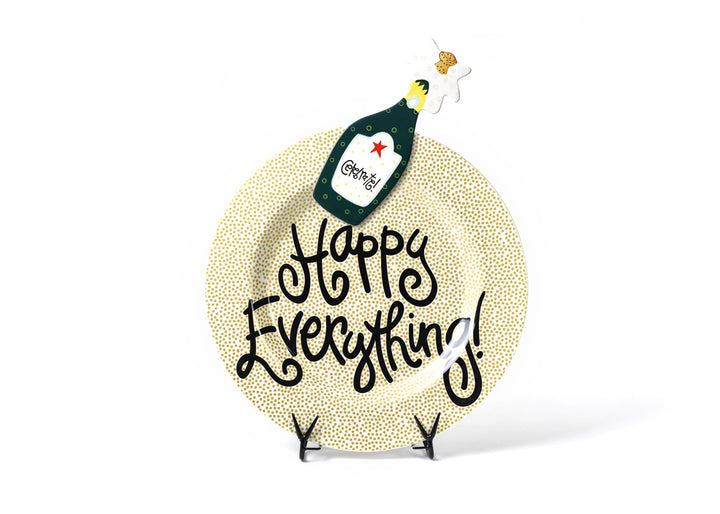 Gold Small Dot Big Happy Everything! Round Platter with Big Attachment Champagne Design