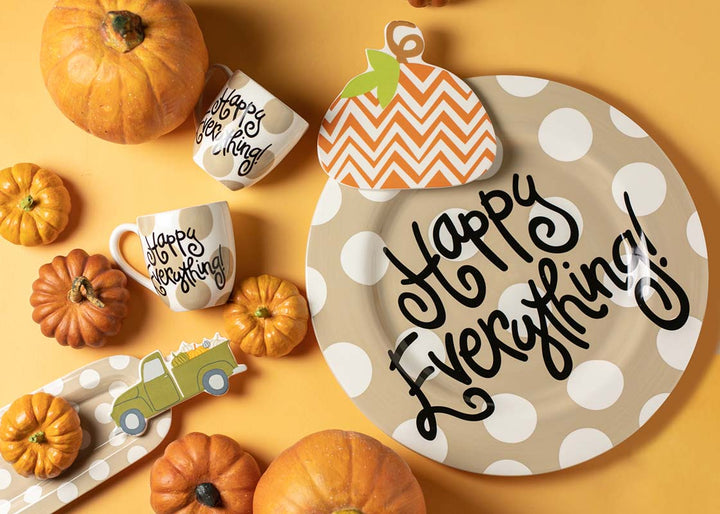 Big Attachment Chevron Pumpkin Design on Neutral Dot Big Entertaining Round Platteron 