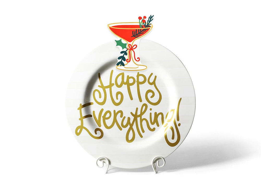 White Stripe Big Round Platter with Christmas Cocktail Big Attachment