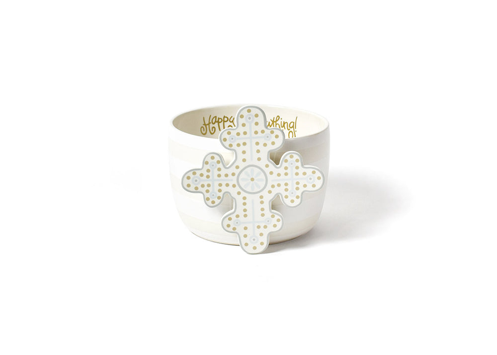 Neutral Cross Big Attachment on White Stripe Big Happy Everything! Bowl