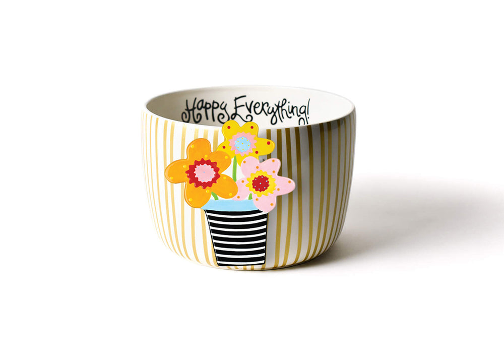 Gold Stripe Big Happy Everything! Bowl with Flowers Big Attachment