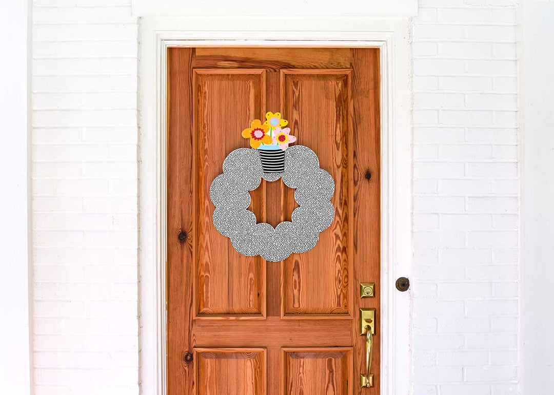 Big Attachment with Flowers Design on Big Wooden Wreath