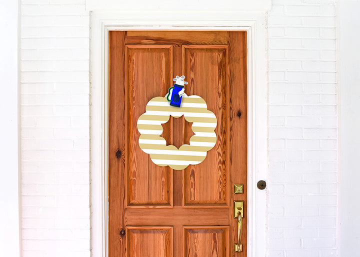 Neutral Stripe Big Wooden Wreath with Golf Bag Big Attachment