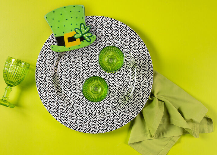 Black Small Dot Big Round Platter with Leprechaun Hat Big Attachment
