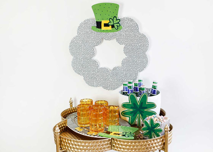 Big Wooden Wreath with Big Attachment Leprechaun Hat Design