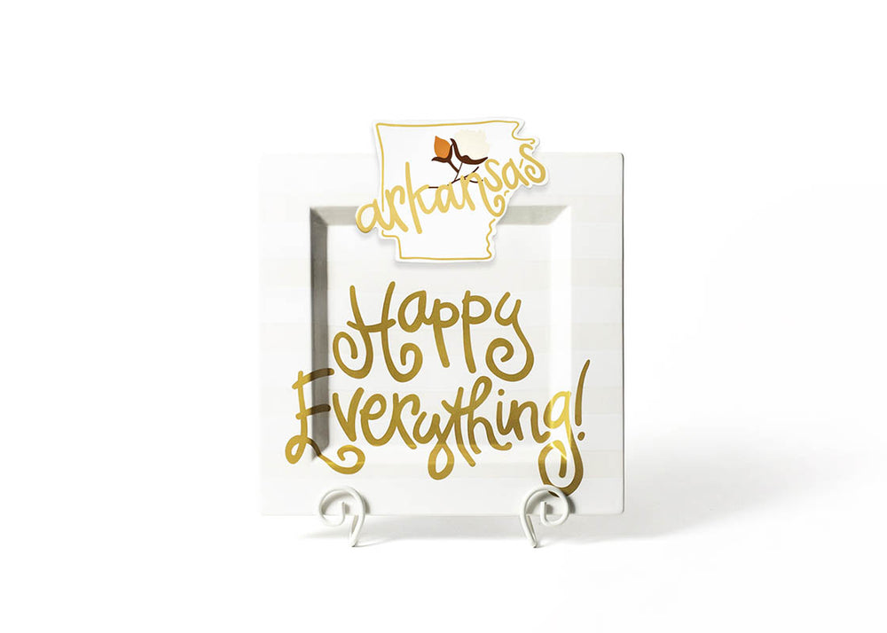 Arkansas Big Attachment on White Stripe Big Happy Everything! Square Platter
