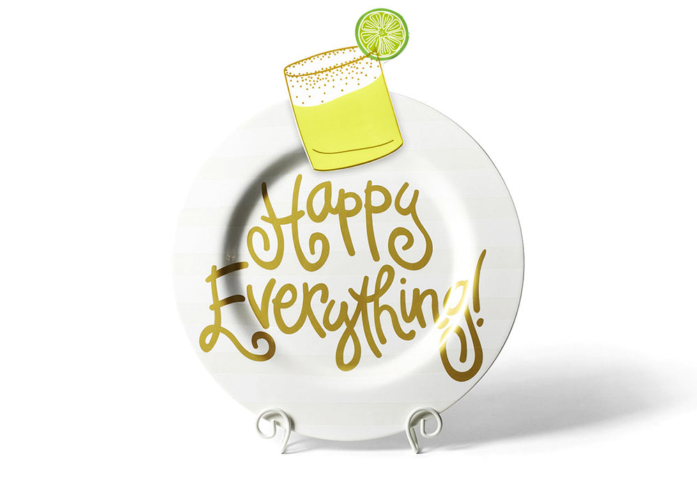 White Stripe Big Happy Everything! Round Platter on Plate Stand with Big Attachment Salted Margarita Design