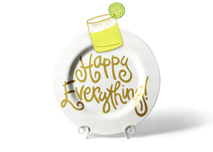 White Stripe Big Happy Everything! Round Platter on Plate Stand with Big Attachment Salted Margarita Design