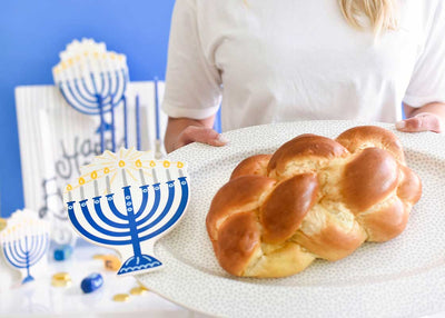 Hanukkah Decor Including Big Attachment Blue Menorah