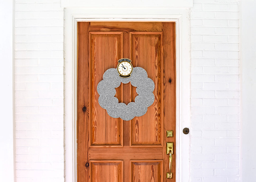 New Year Big Attachment on Big Wooden Wreath