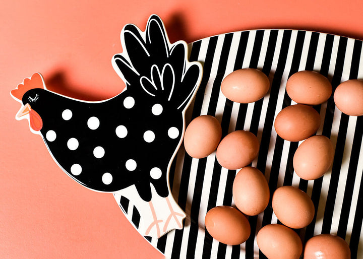 Black Stripe Big Entertaining Oval Platter with Polka Dot Chicken Big Attachment