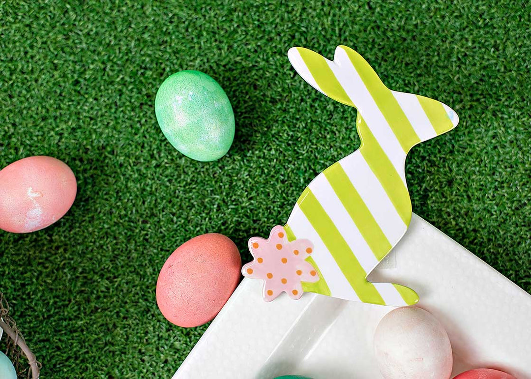 Big Attachment Rabbit Design with Green Stripes and Flower Tail