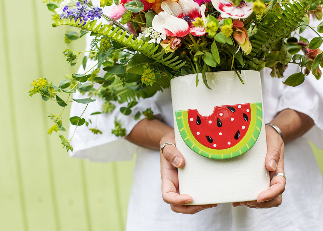 Big Attachment Watermelon Design on Big Oval Vase