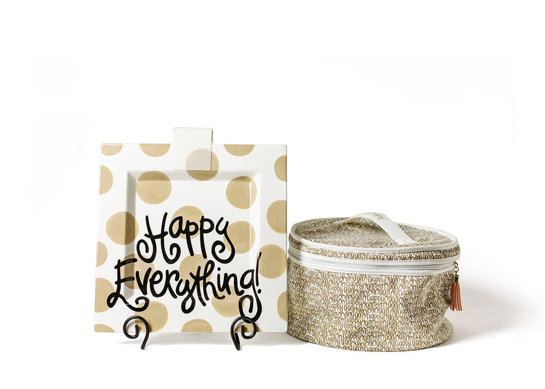 Neutral Dot Square Serving Platter with Plate Stand and Attachment Bag