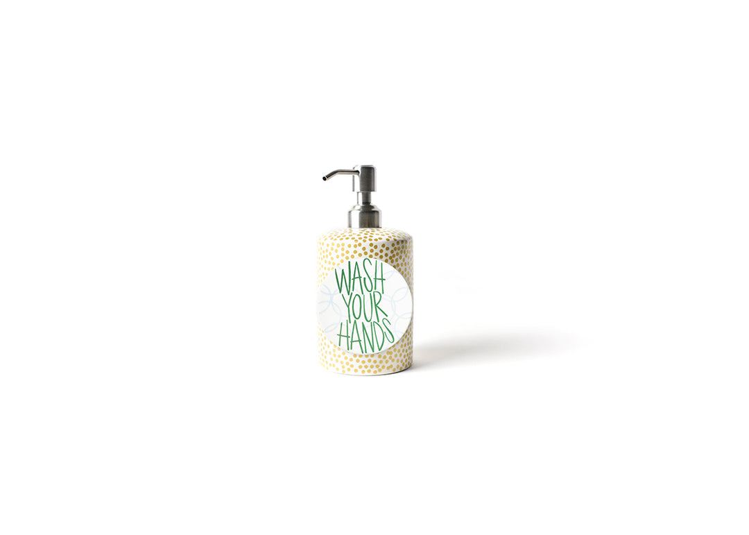 Gold Small Dot Mini Cylinder Soap Pump and a Wash Your Hands Bubbles Mini Attachment