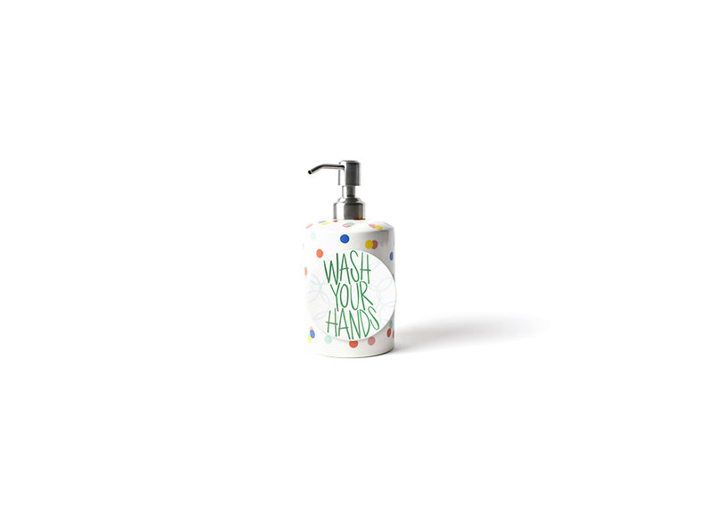 Happy Dot Mini Cylinder Soap Pump and a Wash Your Hands Bubbles Mini Attachment