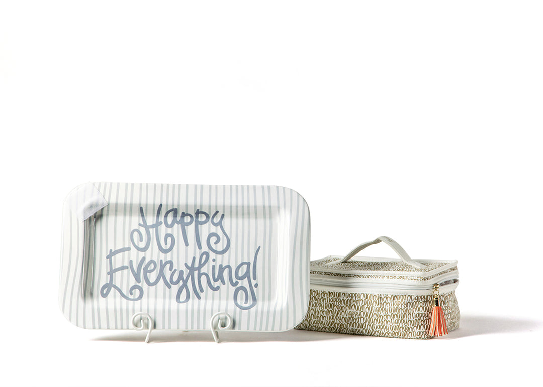 Stone Skinny Stripe Mini Rectangle Serving Platter with Hook-and-Loop Attachment, Plate Stand, and Attachment Bag