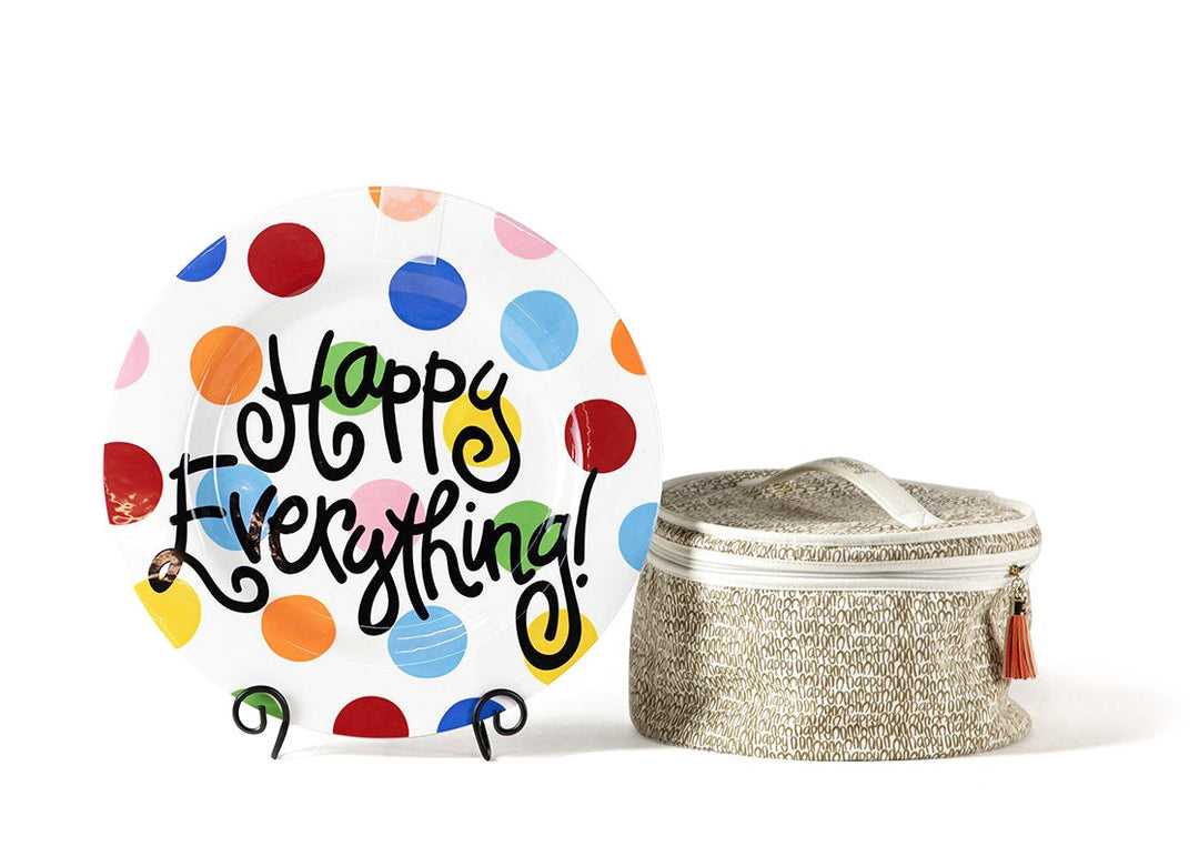 Bright Dot Design Big Round Serving Platter with Hook-and-Loop Attachment, Plate Stand, and Attachment Bag