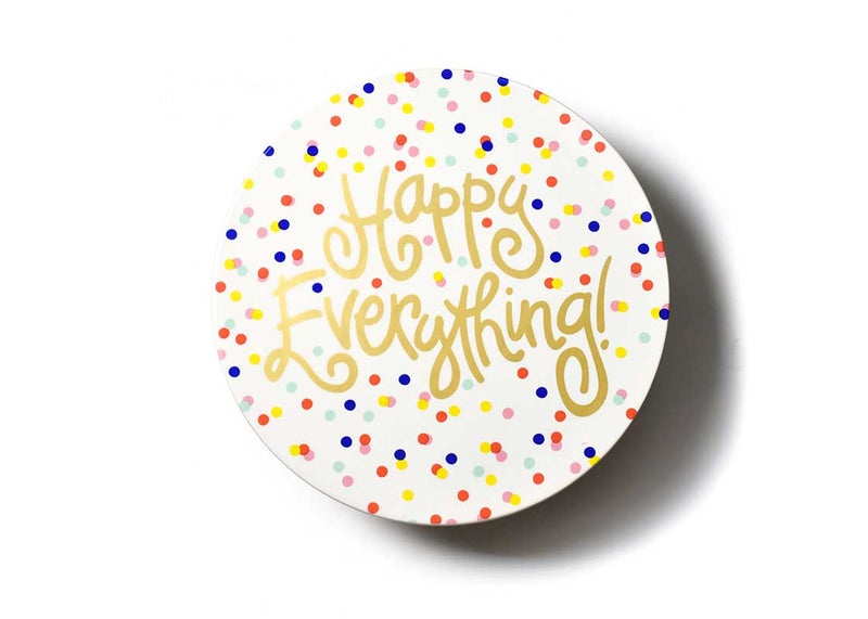 Top View Gold Writing Happy Everything! Happy Dot Cake Stand