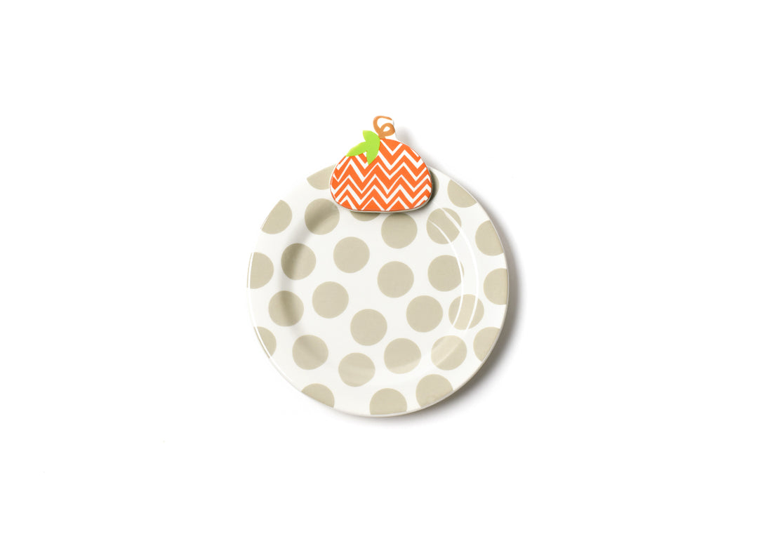Neutral Dot Plate with Chevron Pumpkin Embellishment