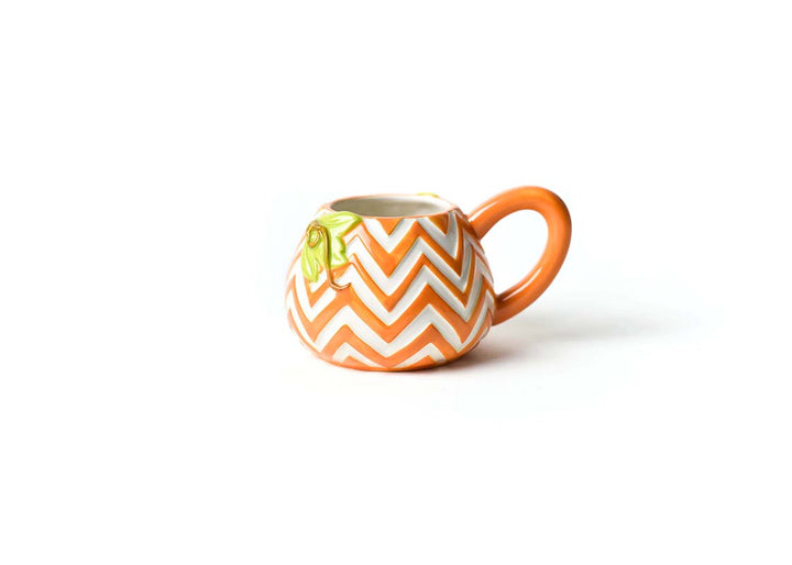 Large Comfort Handle Pumpkin Shaped Mug with Chevron Design