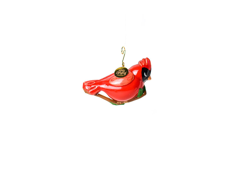 Glass and Metal Cardinal Shaped Ornament