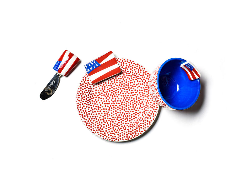 Bowl, Plate, and Spreader with Flag Embellishment