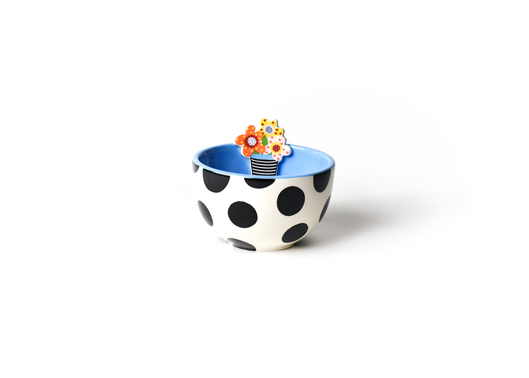 Black Dot Exterior Flowers Embellishment Bowl