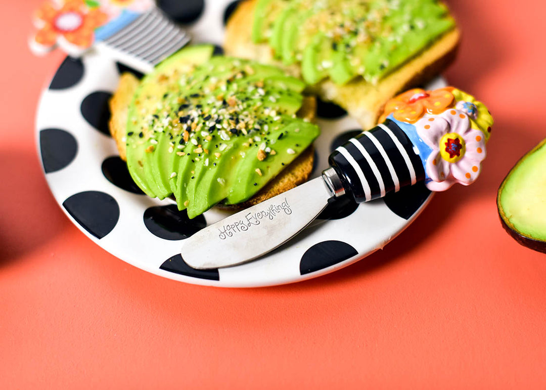 Flowers Appetizer Spreader Paired with Flowers Embellished Plate