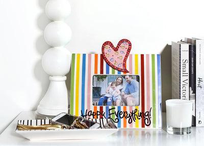 Bright Stripe Mini Frame with Heart Attachment as Home Decor