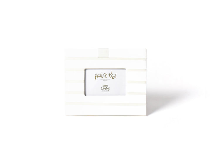 White Stripe Mini Frame with Hook-and-Loop Fastener for Interchangable Decorations