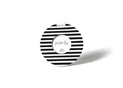 Black Medium Stripe Mini Round Frame with Hook-and-Loop Fastener for Interchangable Decorations