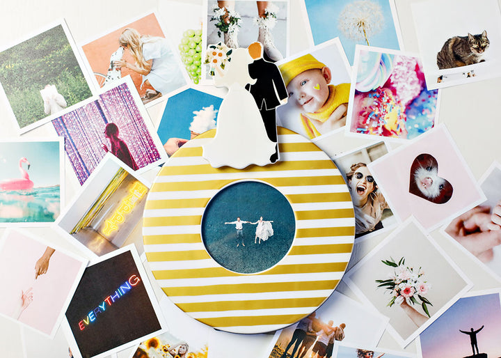 Wedding Attachment on Gold Stripe Round Happy Everything! Frame