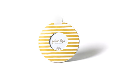 Gold Stripe Mini Round Frame with Hook-and-Loop Fastener for Interchangable Decorations
