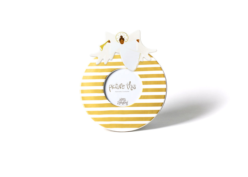 Angel Attachment on Mini Round Frame Gold Stripe Design