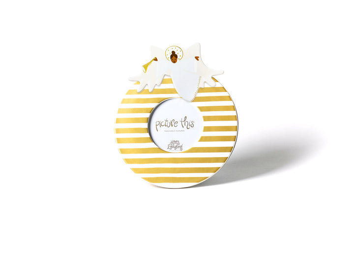 Angel Attachment on Mini Round Frame Gold Stripe Design