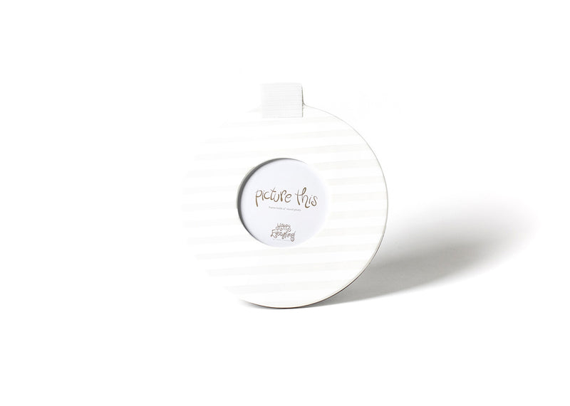 White Medium Stripe Mini Round Frame with Hook-and-Loop Fastener for Interchangable Decorations