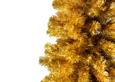 Close Up of 5-Foot Tree TInsel Gold