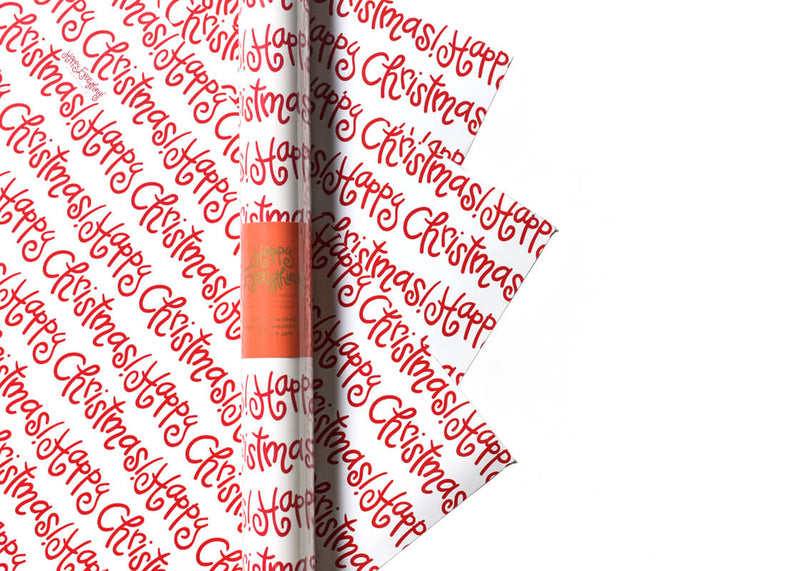 Happy Christmas Gift Wrapping Paper - 3 Sheets