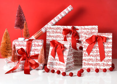 Happy Christmas Gift Wrapping Supplies Including Wrapping Paper