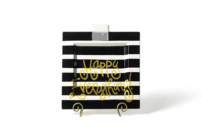 Black Stripe Big Happy Everything! Square Serving Platter with Signature Hook-and-Loop Attachment