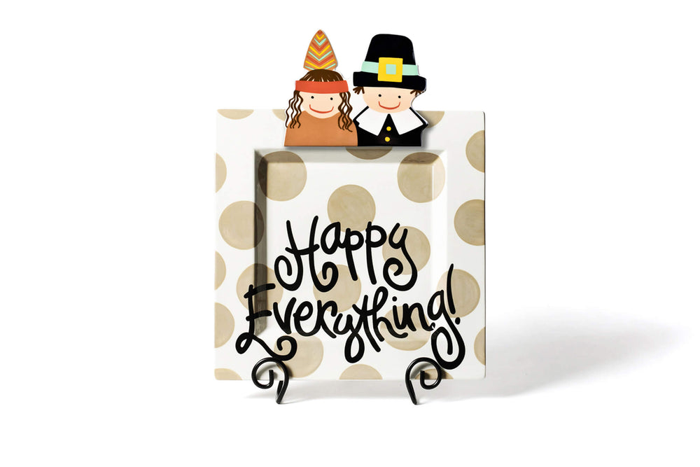 Seasonal Big Attachment on Big Square Serving Platter in Neutral Dot Design