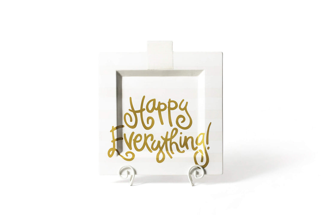 White Stripe Big Square Serving Platter with Signature Hook-and-Loop Design