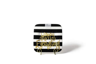 Black Stripe Mini Happy Everything! Square Platter