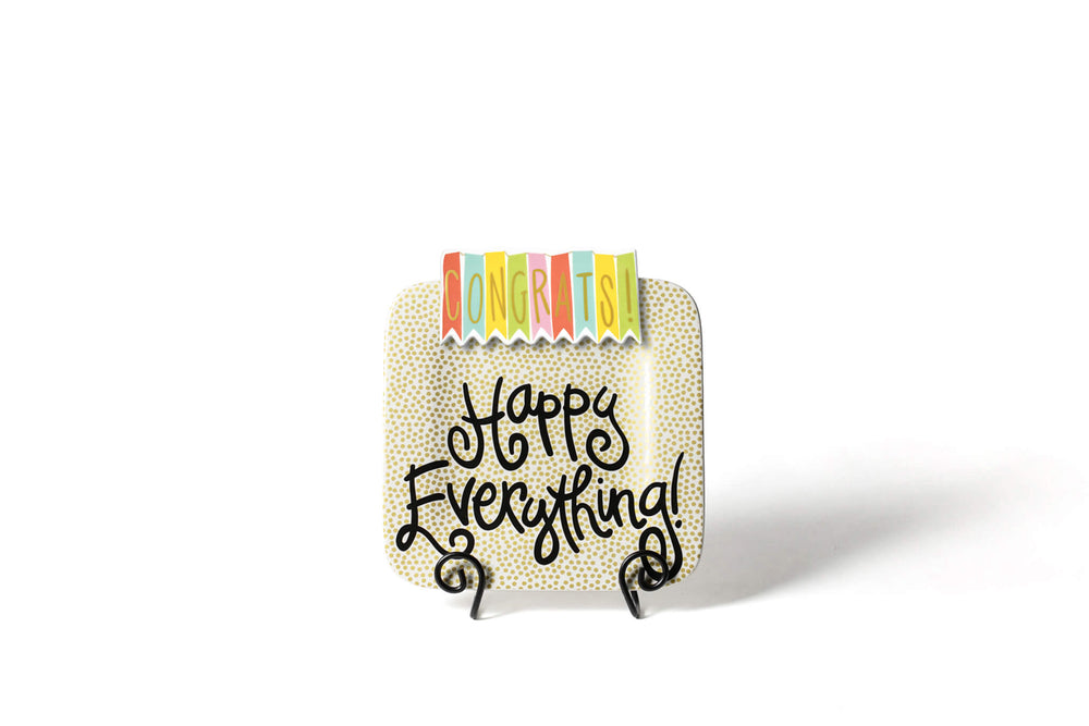 Congrats Attachment on Mini Square Serving Platter in Gold Small Dot Design